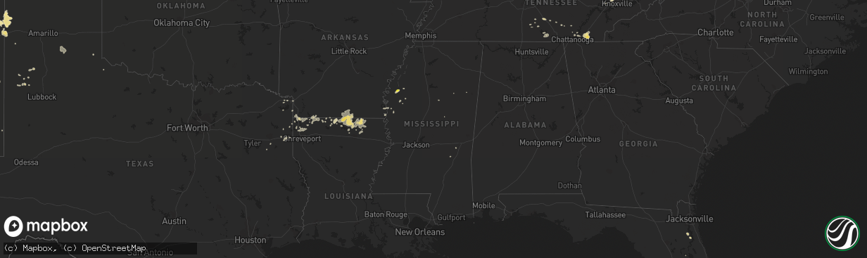 Hail map in Mississippi on July 1, 2017