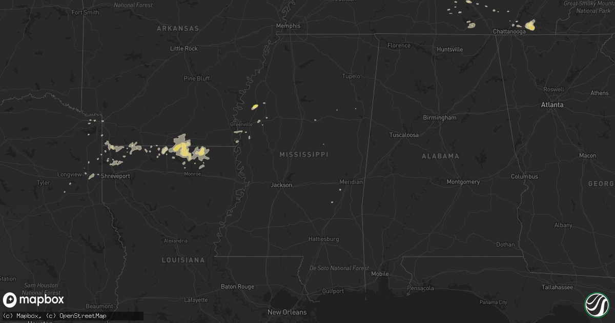 Hail map in Mississippi on July 1, 2017