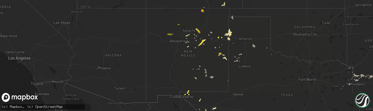 Hail map in New Mexico on July 1, 2017