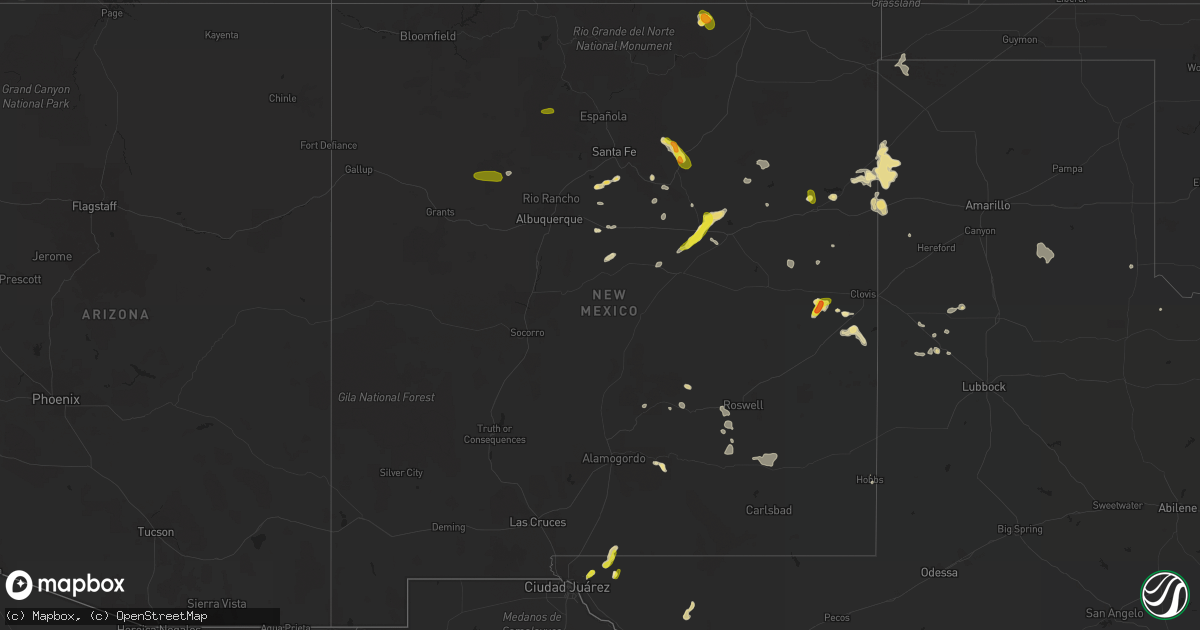 Hail map in New Mexico on July 1, 2017
