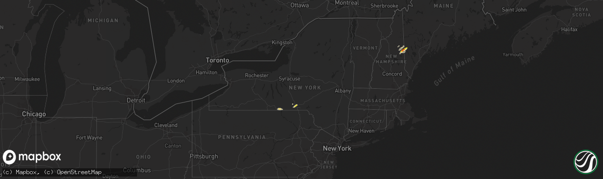 Hail map in New York on July 1, 2017