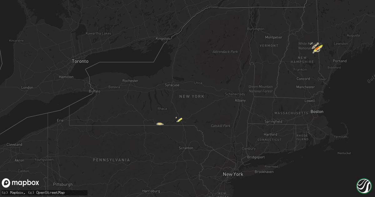 Hail map in New York on July 1, 2017