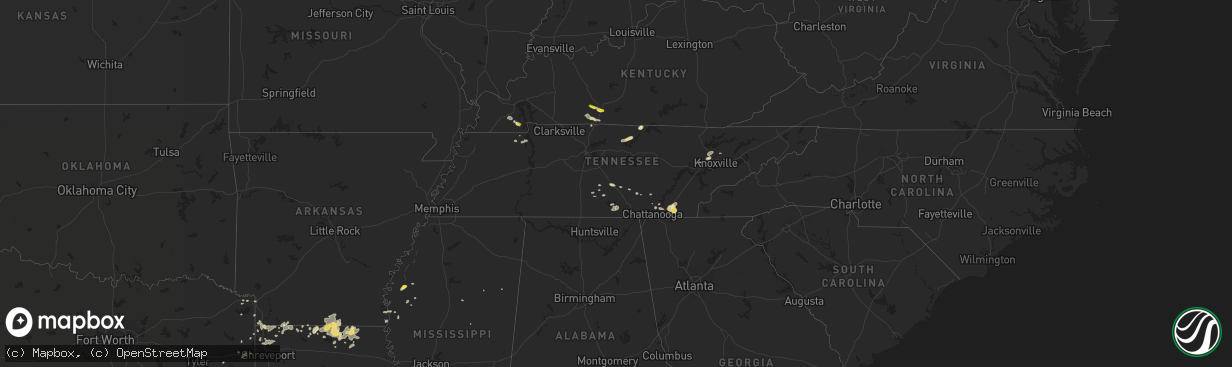 Hail map in Tennessee on July 1, 2017