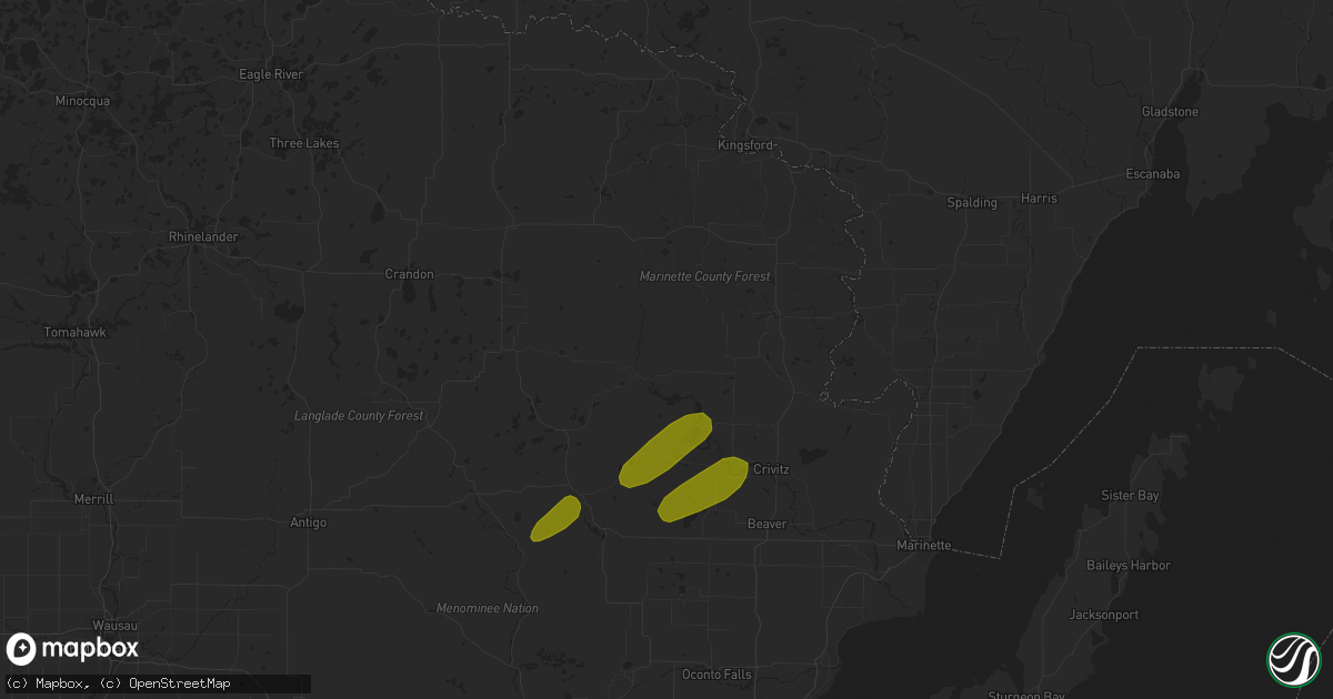 Hail map in Athelstane, WI on July 1, 2018