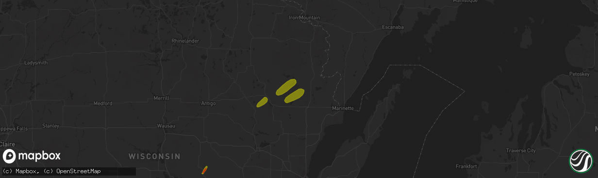 Hail map in Crivitz, WI on July 1, 2018