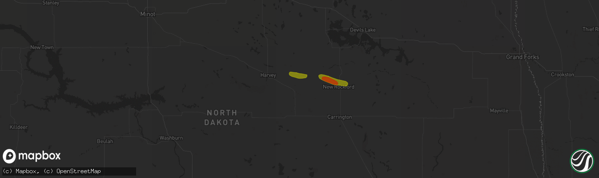 Hail map in Fessenden, ND on July 1, 2018