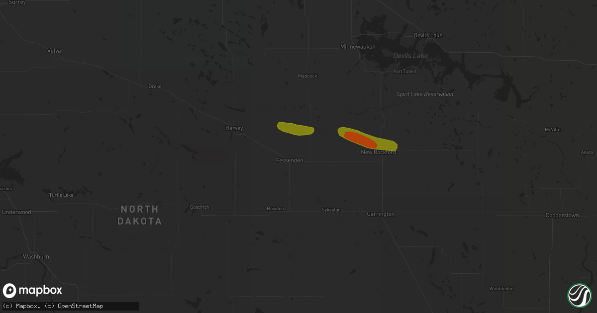 Hail map in Fessenden, ND on July 1, 2018