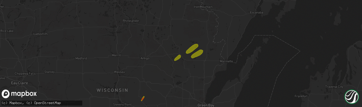 Hail map in Mountain, WI on July 1, 2018