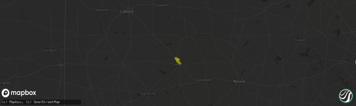 Hail map in Snyder, TX on July 1, 2018