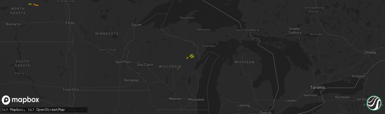 Hail map on July 1, 2018