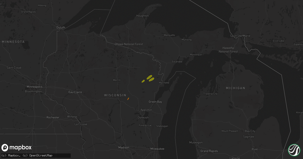 Hail map on July 1, 2018
