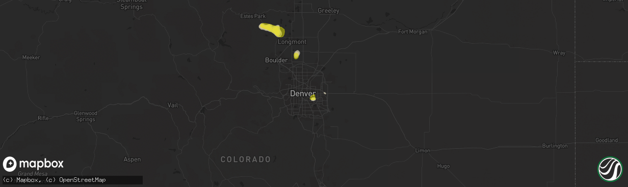 Hail map in Aurora, CO on July 1, 2019