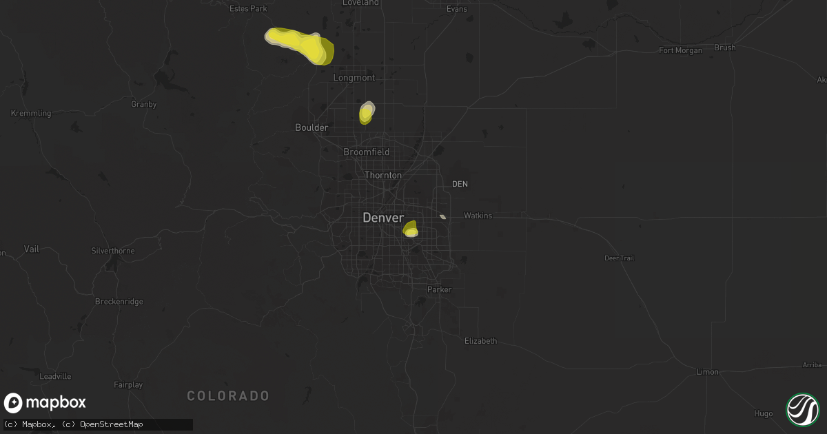 Hail map in Aurora, CO on July 1, 2019