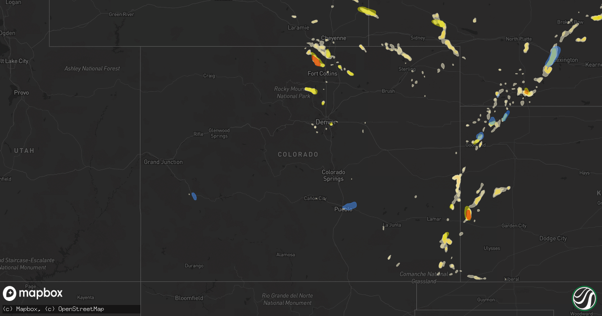 Hail map in Colorado on July 1, 2019