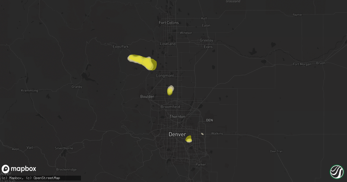 Hail map in Erie, CO on July 1, 2019