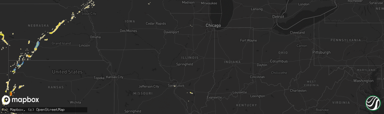 Hail map in Illinois on July 1, 2019