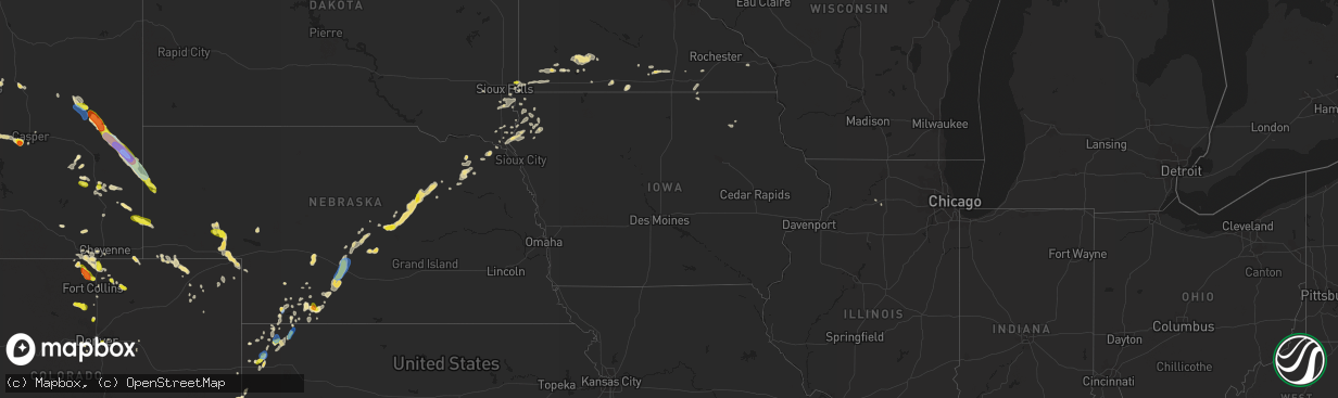 Hail map in Iowa on July 1, 2019