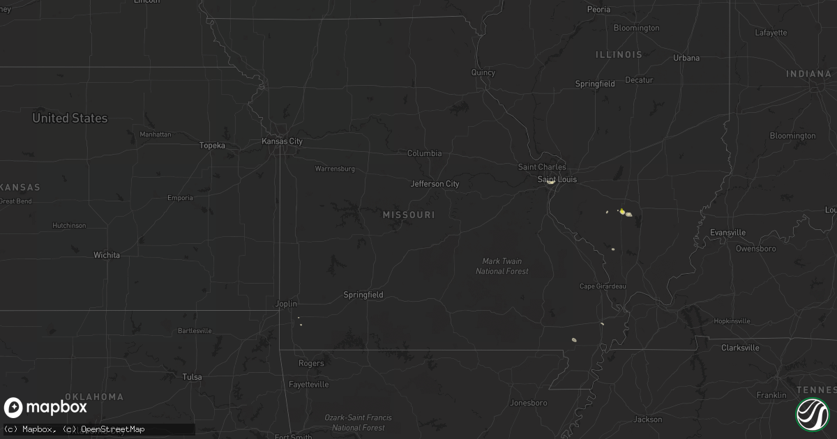 Hail map in Missouri on July 1, 2019