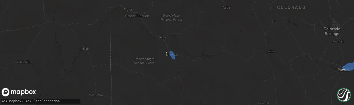 Hail map in Montrose, CO on July 1, 2019