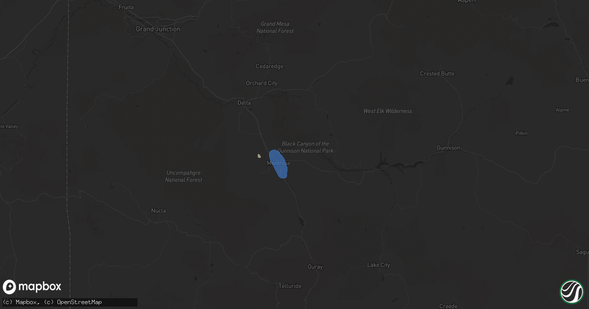 Hail map in Montrose, CO on July 1, 2019