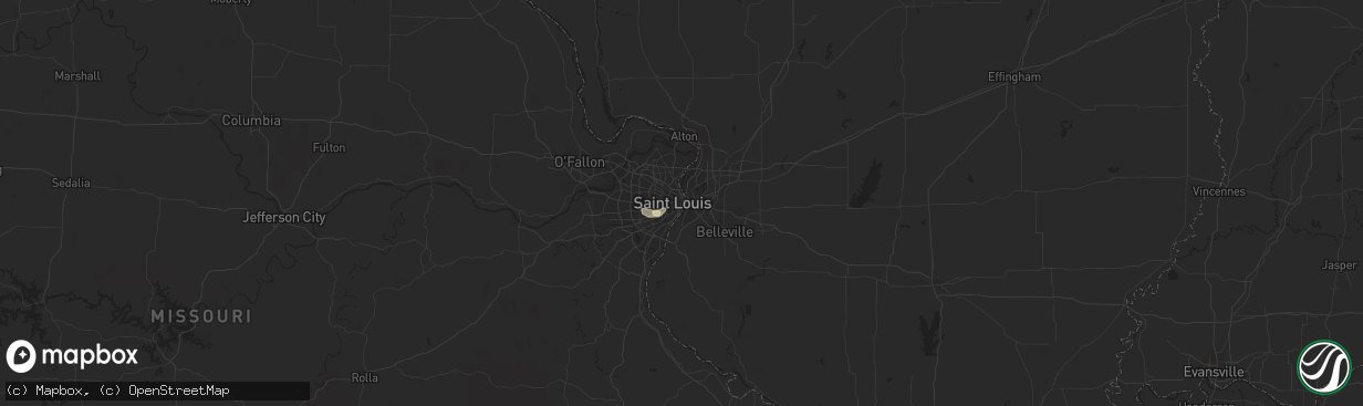 Hail map in Saint Louis, MO on July 1, 2019