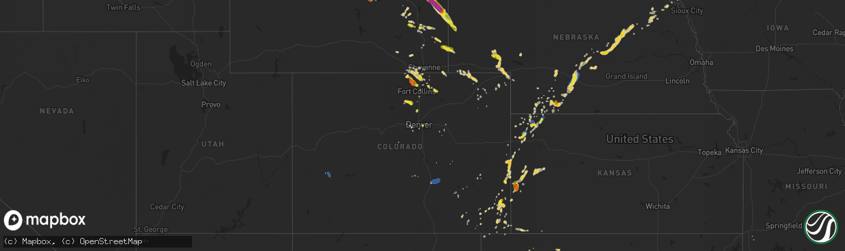 Hail map on July 1, 2019