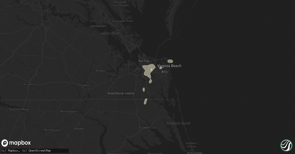 Hail map in Chesapeake, VA on July 1, 2020