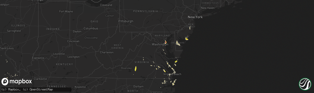 Hail map in Delaware on July 1, 2020
