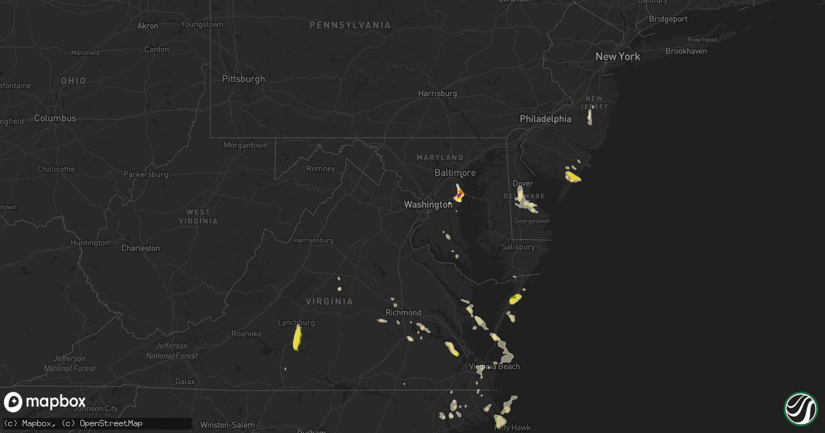 Hail map in Maryland on July 1, 2020
