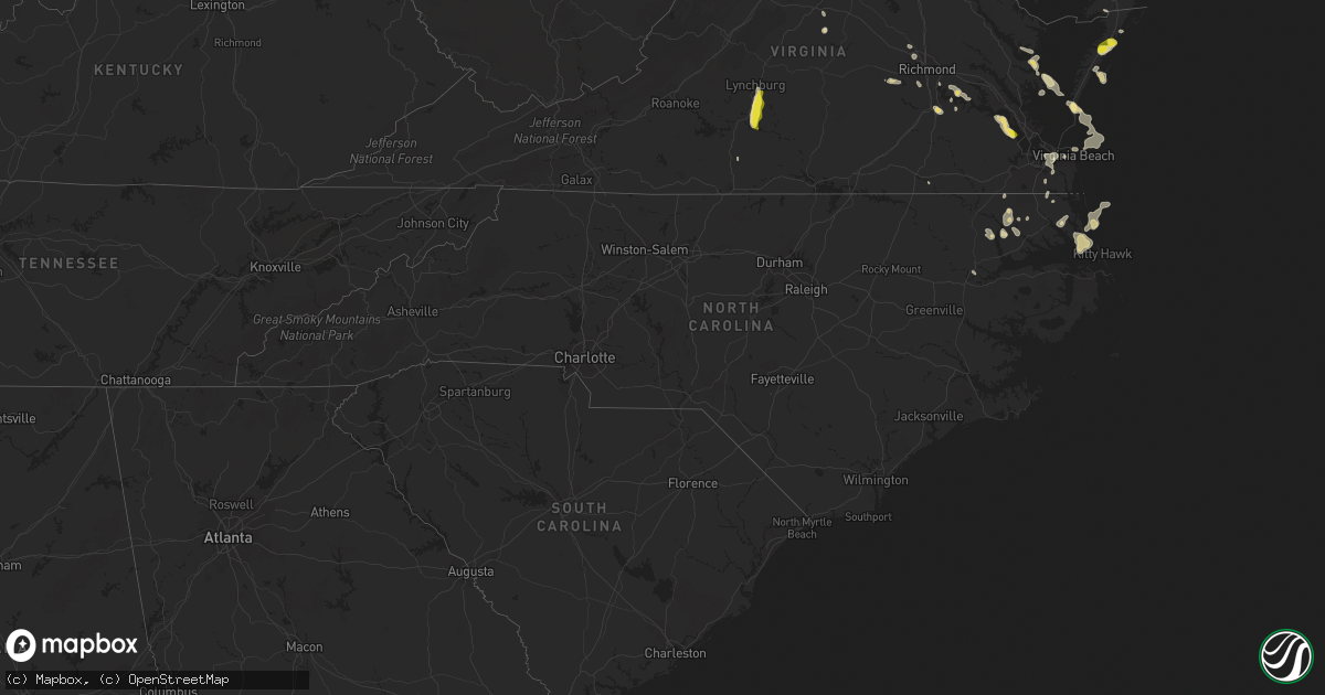 Hail map in North Carolina on July 1, 2020