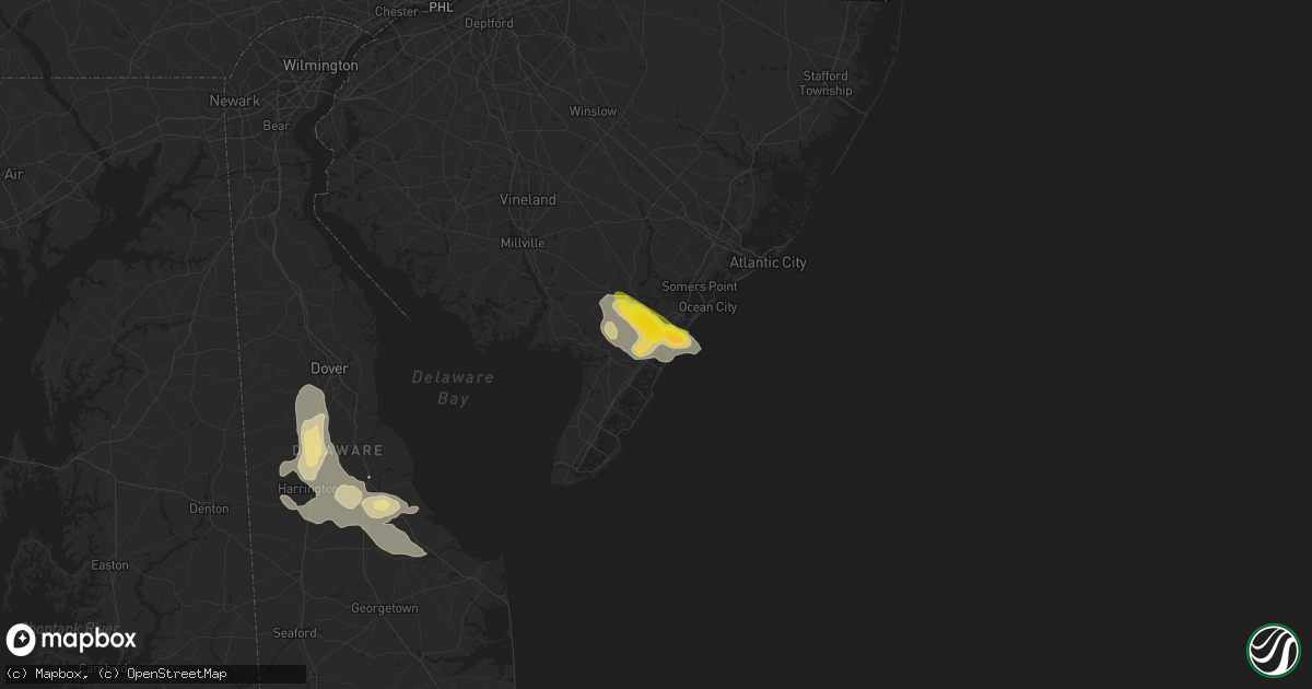 Hail map in Ocean View, NJ on July 1, 2020