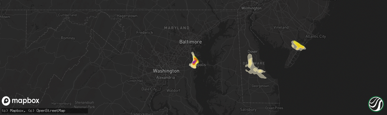 Hail map in Severna Park, MD on July 1, 2020