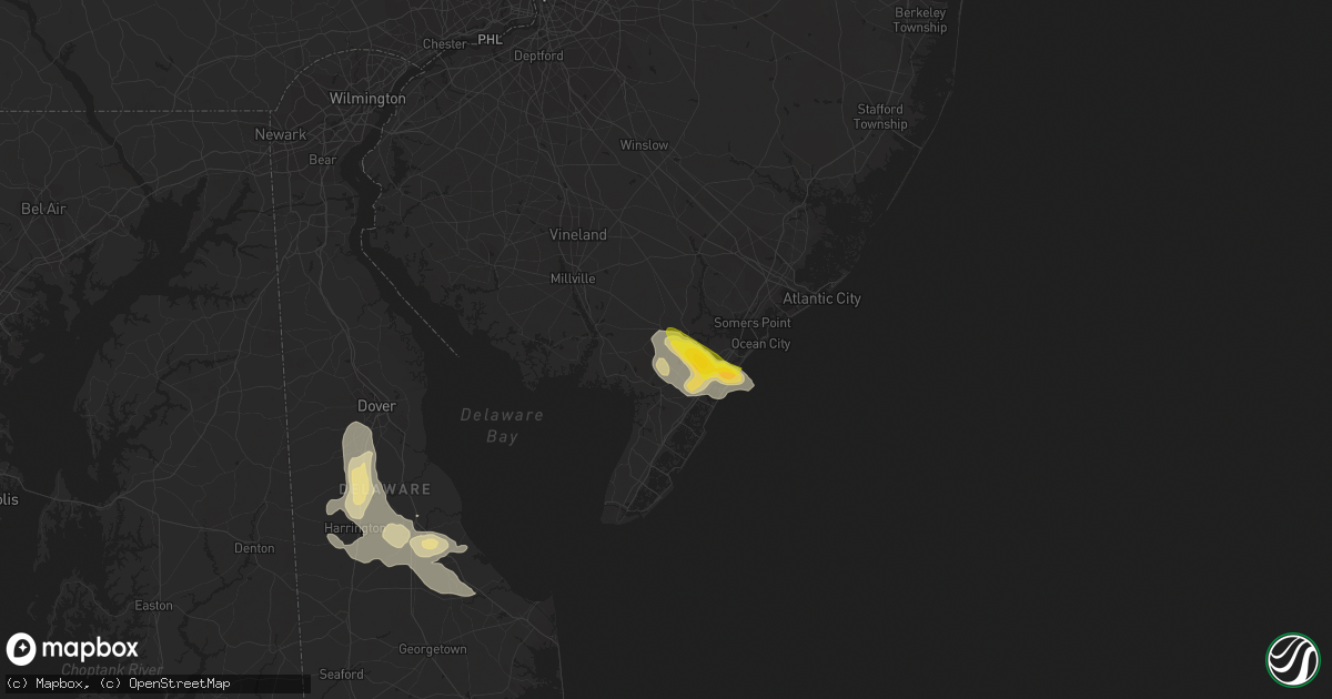 Hail map in Woodbine, NJ on July 1, 2020