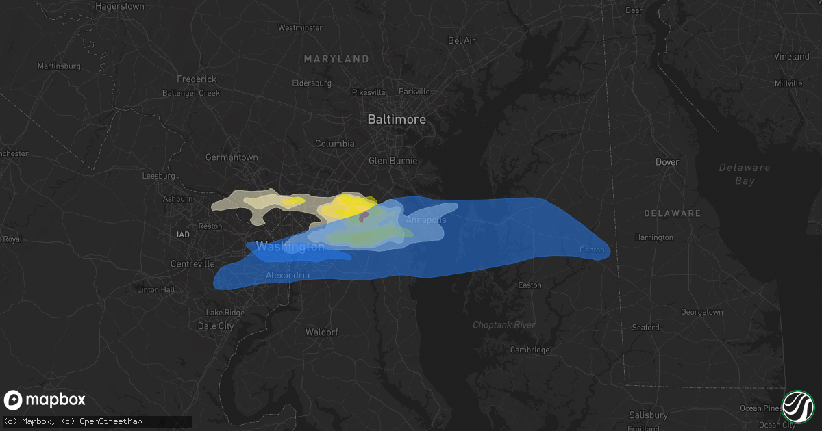Hail map in Annapolis, MD on July 1, 2021