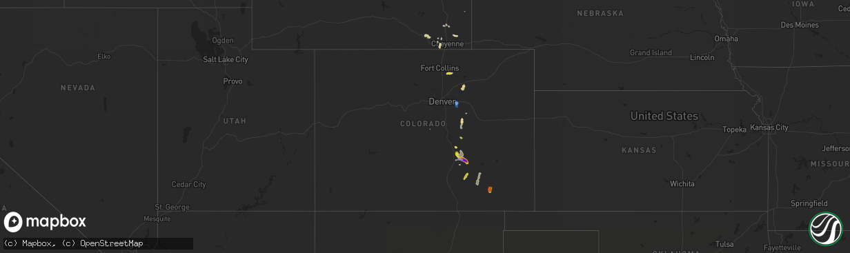 Hail map in Colorado on July 1, 2021