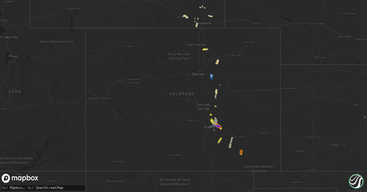 Hail map in Colorado on July 1, 2021