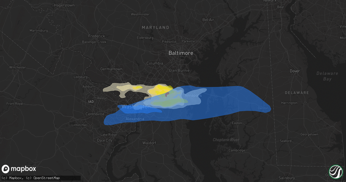 Hail map in Crofton, MD on July 1, 2021