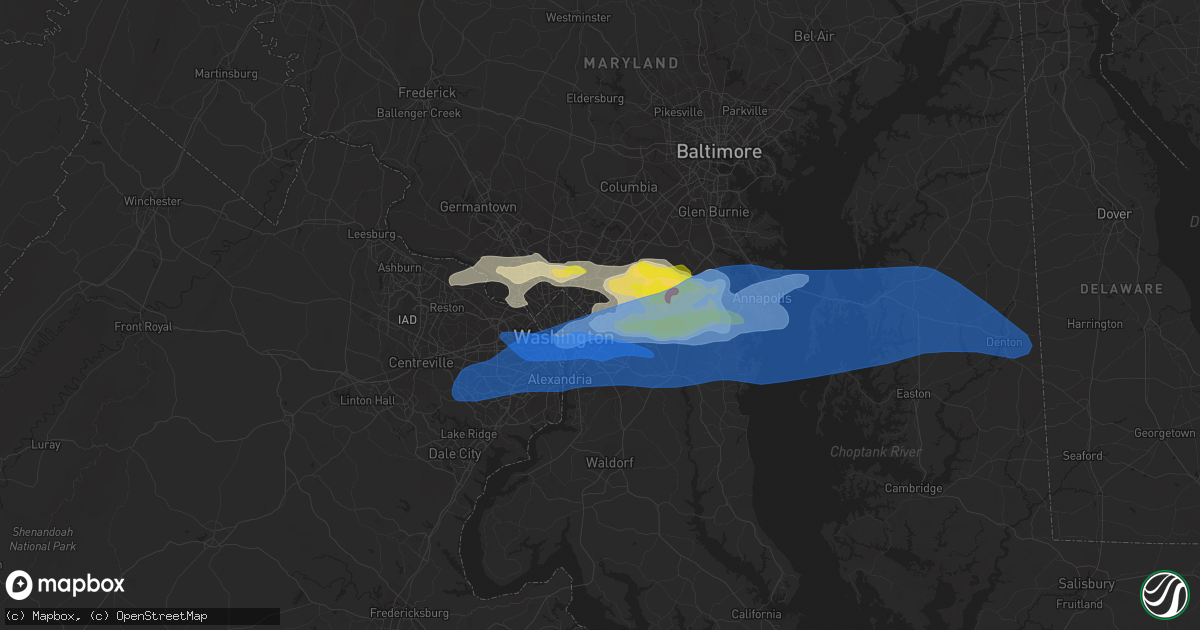 Hail map in Hyattsville, MD on July 1, 2021
