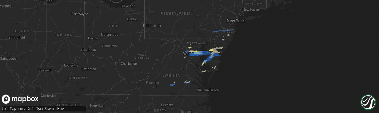 Hail map in Maryland on July 1, 2021