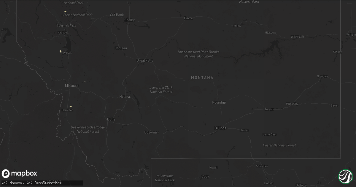Hail map in Montana on July 1, 2021