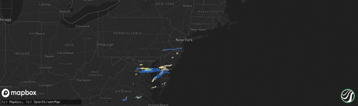 Hail map in New Jersey on July 1, 2021