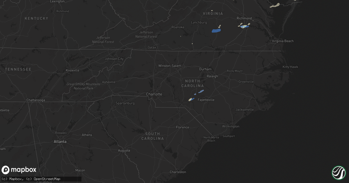 Hail map in North Carolina on July 1, 2021