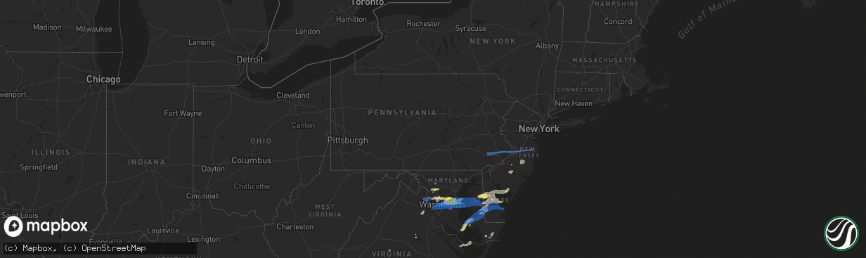 Hail map in Pennsylvania on July 1, 2021