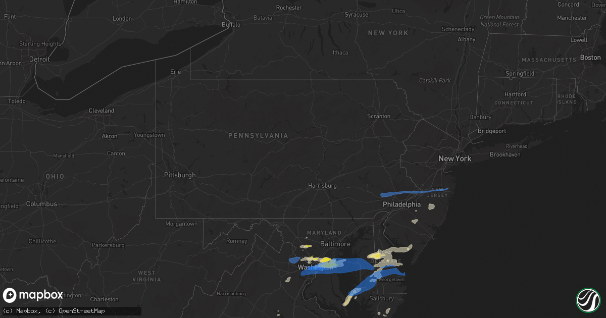 Hail map in Pennsylvania on July 1, 2021
