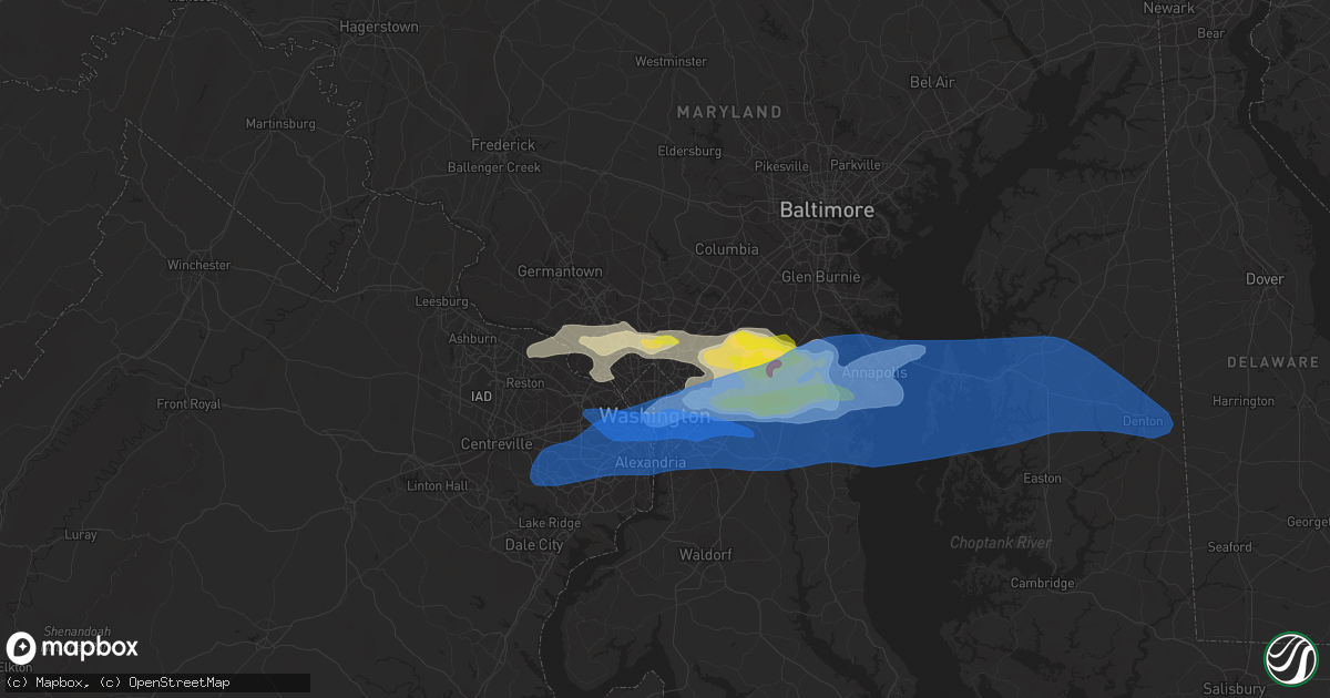 Hail map in Silver Spring, MD on July 1, 2021