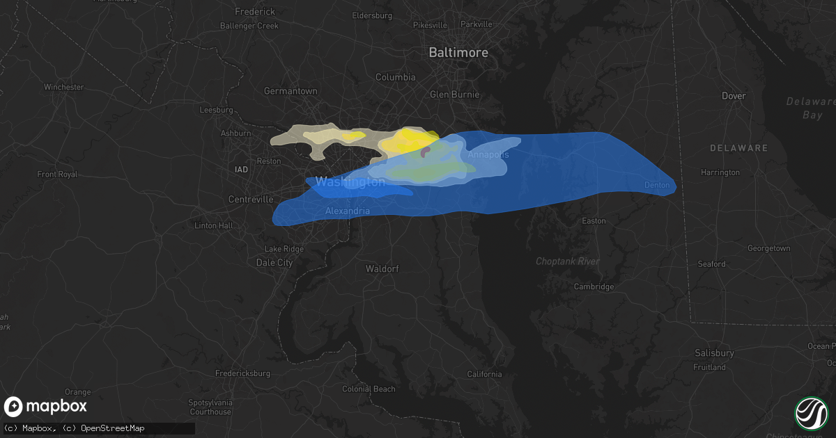 Hail map in Upper Marlboro, MD on July 1, 2021