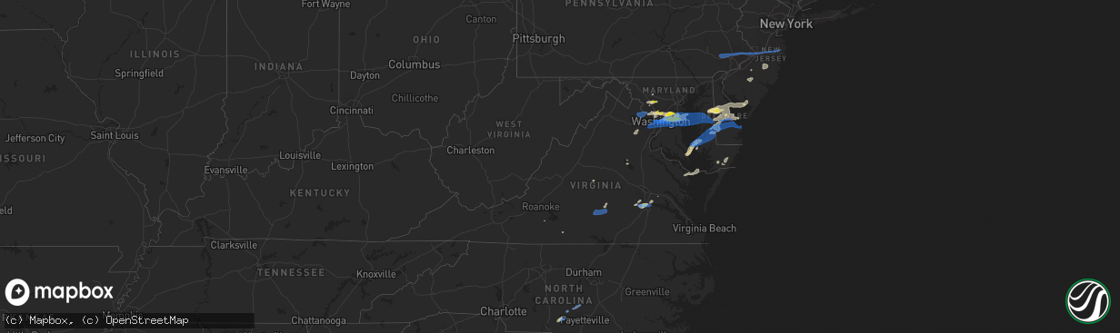 Hail map in Virginia on July 1, 2021