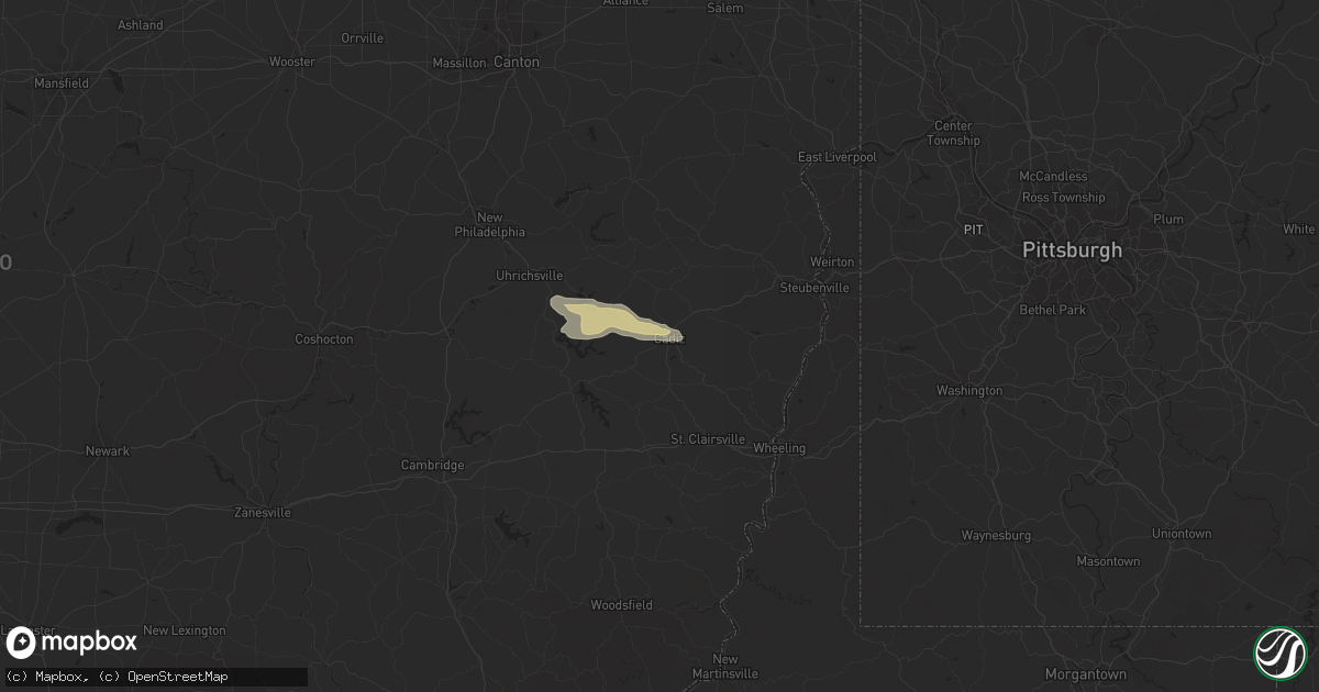 Hail map in Cadiz, OH on July 1, 2022