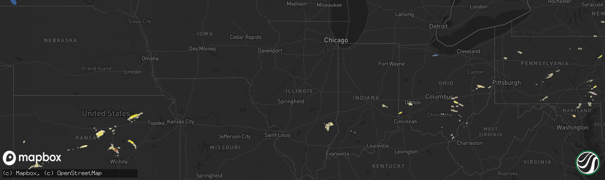 Hail map in Illinois on July 1, 2022
