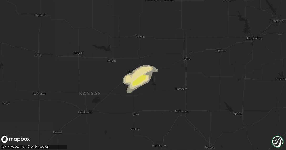 Hail map in Kanopolis, KS on July 1, 2022